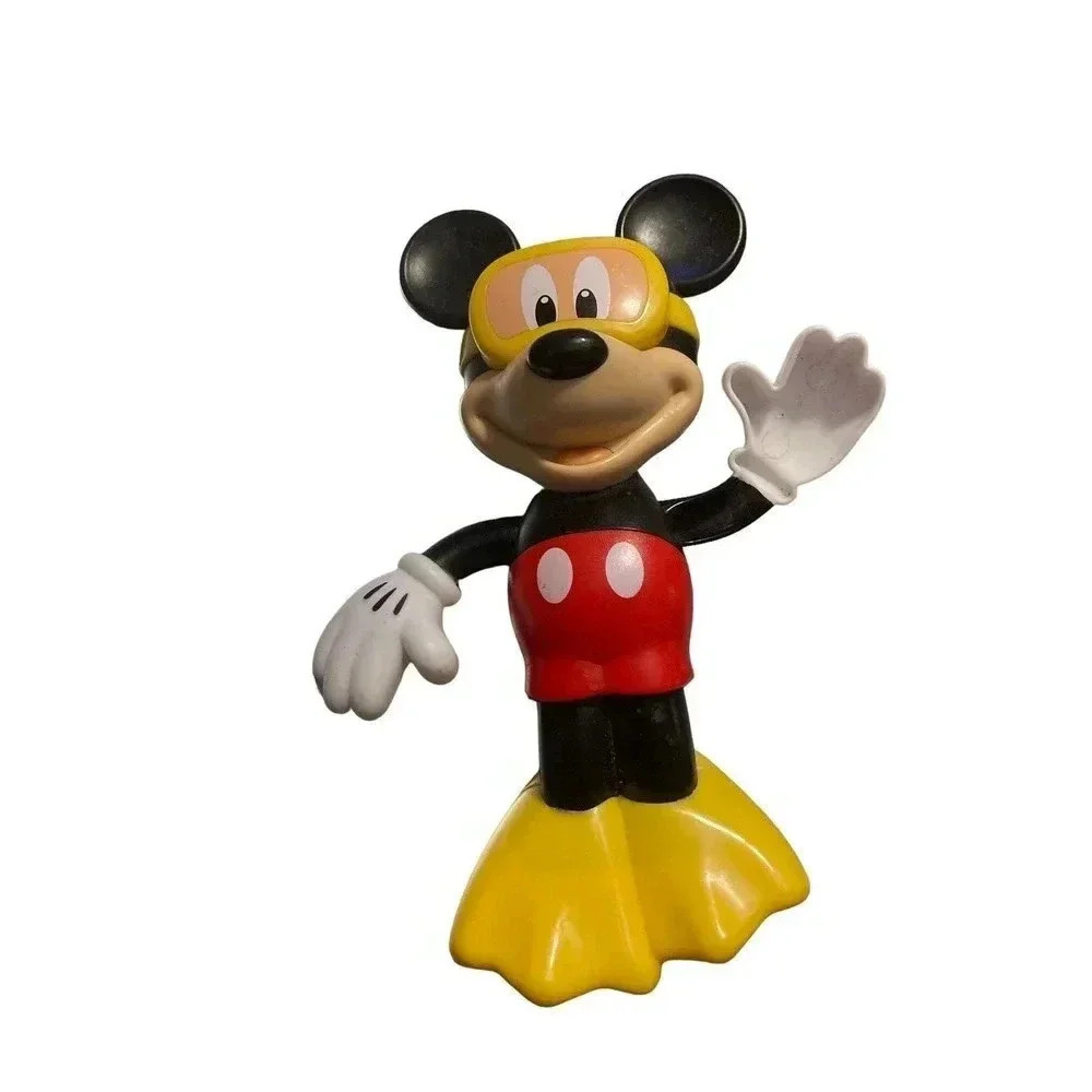 Disney Mickey Mouse Hap-P-Kid Wind Up Swimming Bath Toy 6.5 in Goggles Flippers